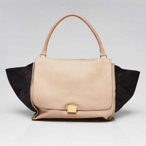 Celine Beige/Grey Drummed Leather Large Trapeze Bag - Picture 1 of 12